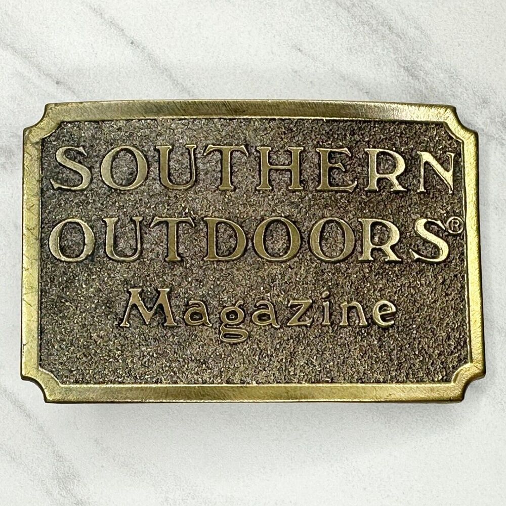 Vintage 1982 Great American Buckle Co Southern Outdoors Magazine Belt Buckle ✨
